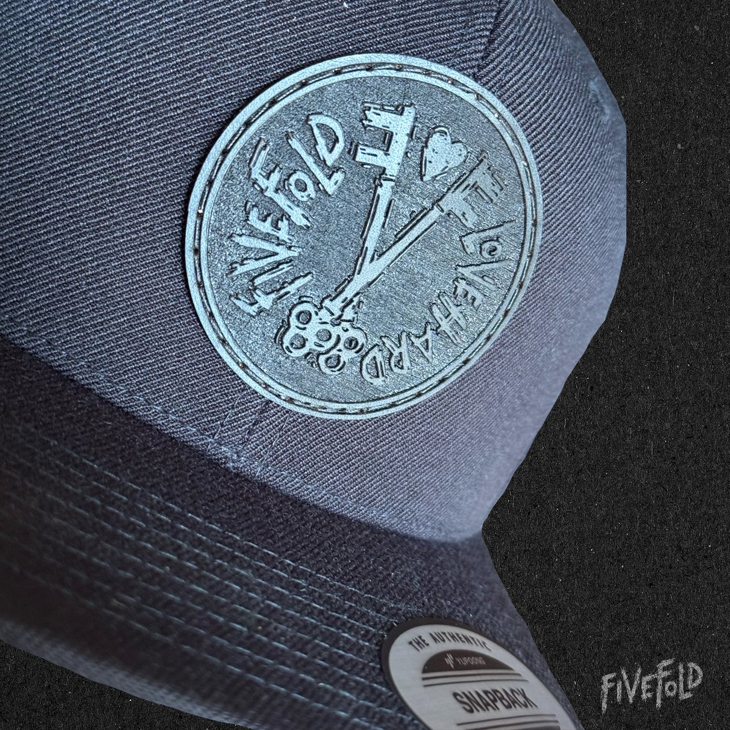 Black Leather Patch Flat Bill