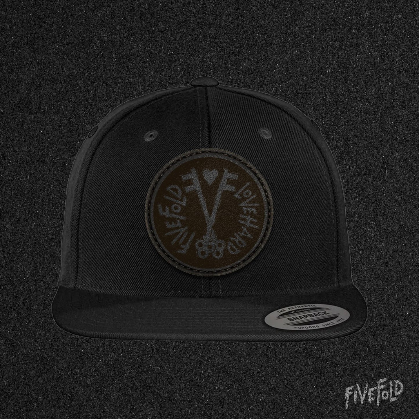 Black Leather Patch Flat Bill